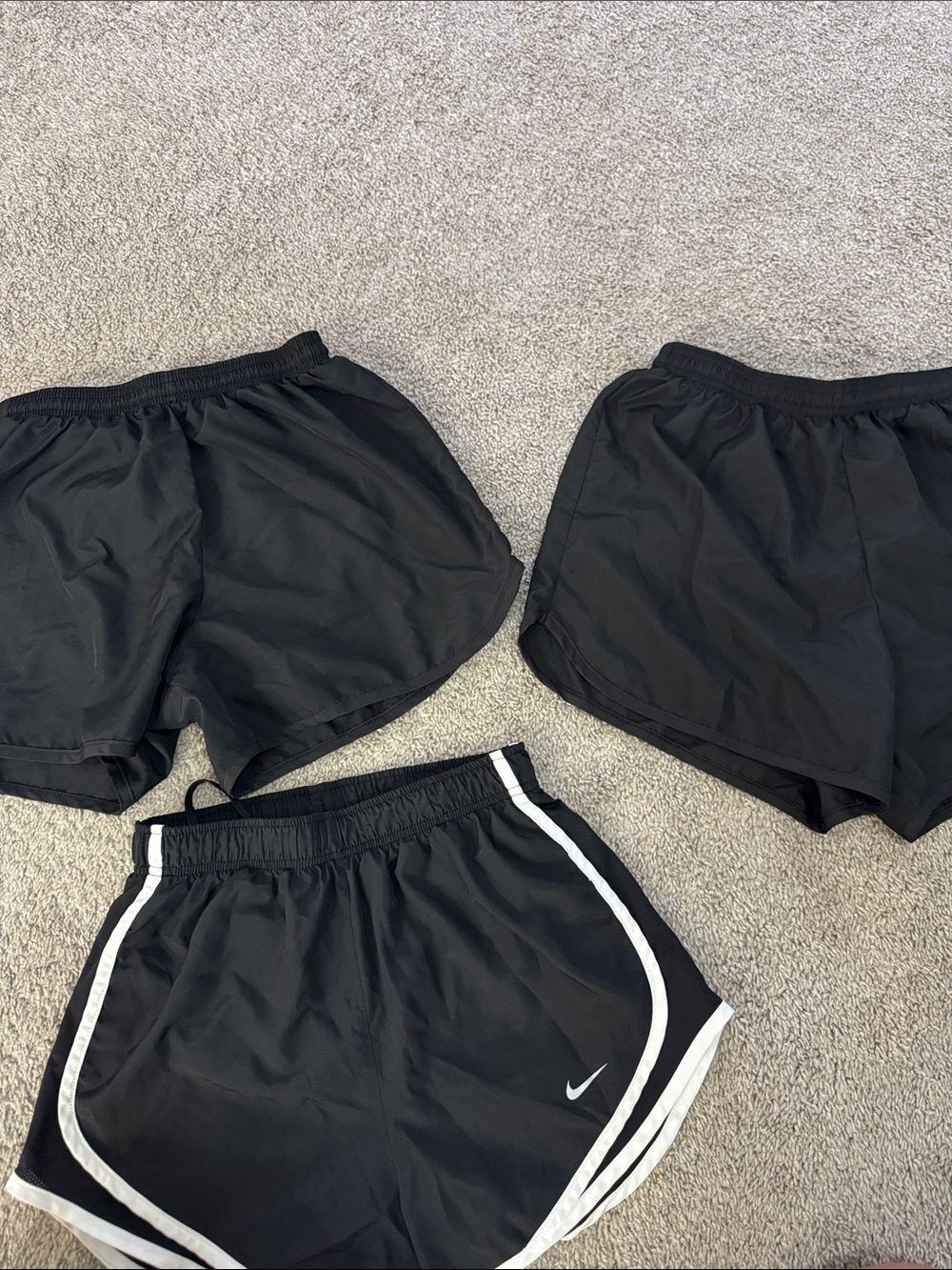 Girls' Black Athletic Shorts Trio with White Trim